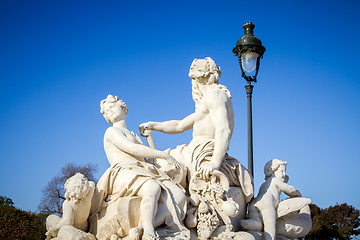 Image showing The Seine and the Marne statue in Tuileries Garden, Paris