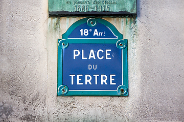 Image showing Place du Tertre street sign, Paris, France