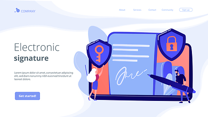 Image showing Electronic signature concept landing page.