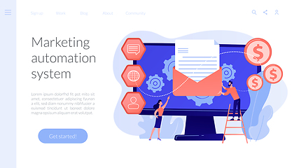 Image showing Marketing automation system concept landing page.