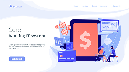 Image showing Core banking IT system concept landing page.