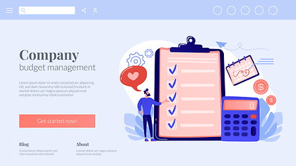Image showing Budget planning concept landing page.