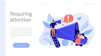 Image showing Draw attention concept landing page.