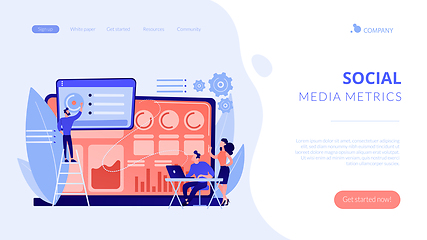 Image showing Social media dashboard concept landing page.