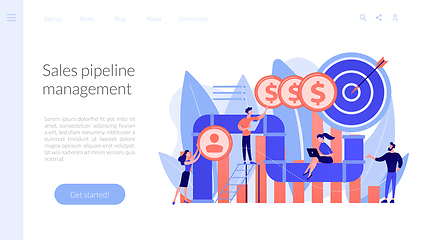 Image showing Sales pipeline management concept landing page.