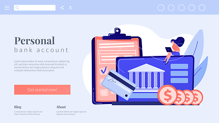 Image showing Bank account concept landing page.