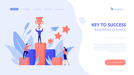 Image showing Key to success concept landing page.