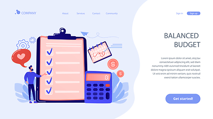 Image showing Budget planning concept landing page.