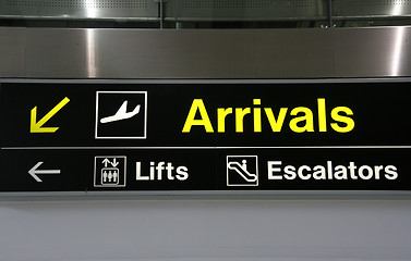 Image showing Arrivals sign