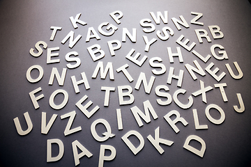 Image showing Mixed letters pile closeup photo