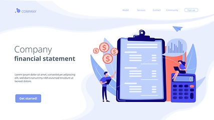 Image showing Income statement concept landing page.