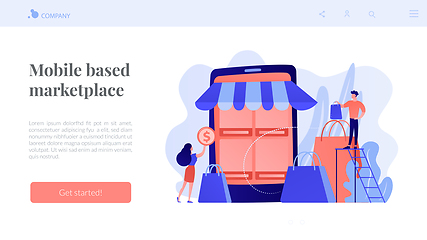 Image showing Mobile based marketplace concept landing page.