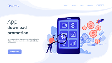 Image showing App monetization concept landing page.