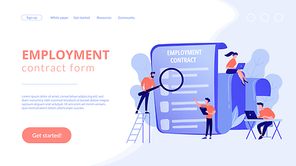 Image showing Employment agreement concept landing page