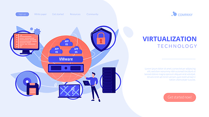 Image showing Virtualization technology concept landing page