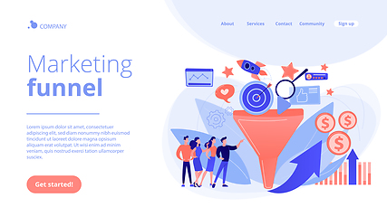 Image showing Marketing funnel concept landing page.