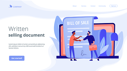 Image showing Bill of sale concept landing page