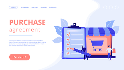 Image showing Purchase agreement concept landing page