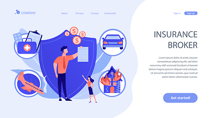 Image showing Insurance broker concept landing page