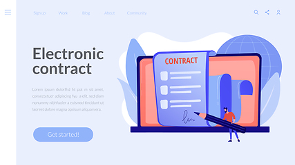 Image showing Electronic contract concept landing page