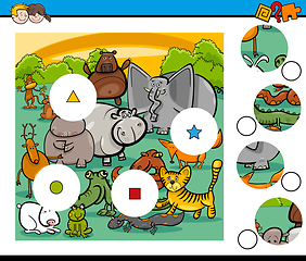 Image showing animals match pieces game