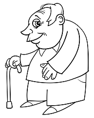 Image showing senior with cane for coloring
