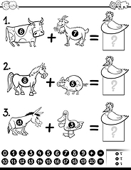 Image showing addition task coloring page