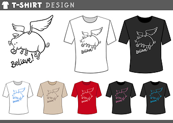 Image showing t shirt design with flying pig