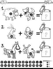 Image showing addition activity coloring page