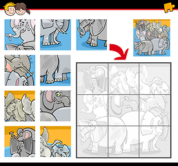 Image showing jigsaw puzzle with elephants