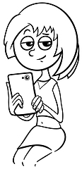Image showing girl with phone coloring page