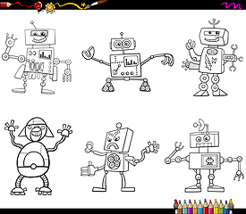 Image showing robot characters coloring page