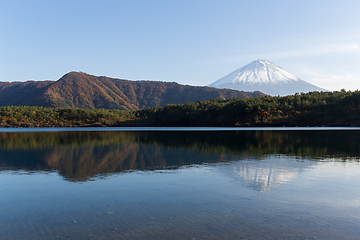 Image showing Mountain Fuji and lake