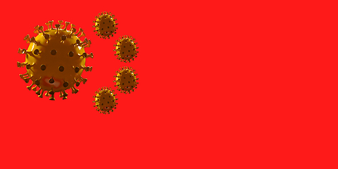 Image showing Model of COVID-19 coronavirus colored in national China flag, concept of pandemic spreading