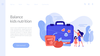 Image showing Kids lunch box concept landing page.