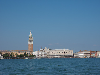 Image showing St Mark square seen fron St Mark basin in Venice