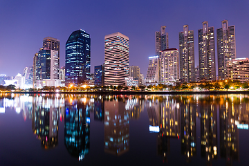 Image showing Benjakitti park in Bangkok city at night