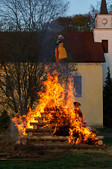 Image showing big fire, burning witches