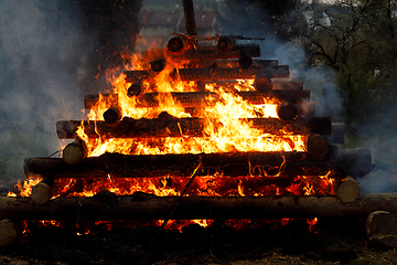 Image showing big fire, burning witches