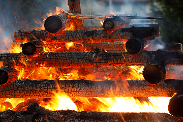 Image showing big fire, burning witches