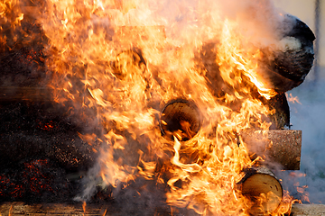 Image showing big fire, burning witches