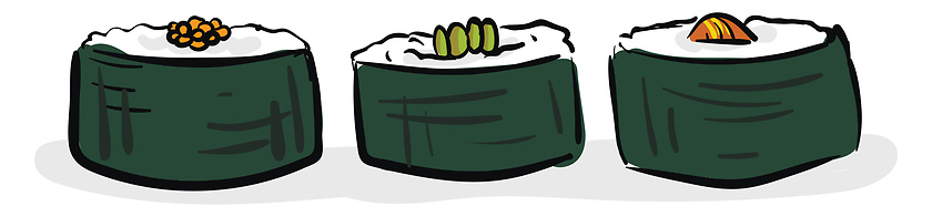 Image showing Clipart of a set of three green-colored sushi vector or color il