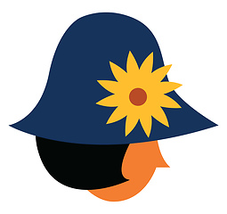 Image showing Girl with yellow flower hat vector or color illustration