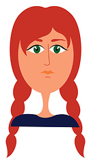 Image showing Clipart of a beautiful girl with pigtail plaited hair vector or 