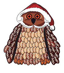 Image showing Owl with Santa cap vector or color illustration