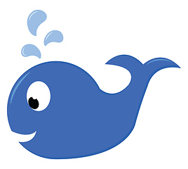 Image showing A blue baby whale swimming in the water looks cute vector or col