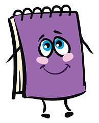 Image showing Emoji funny happy purple-colored wire-bound notebook vector or c