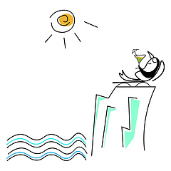 Image showing Cute little penguin sunbathing on a lounge chair vector or color