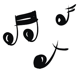 Image showing Black and white-colored musical notes vector or color illustrati