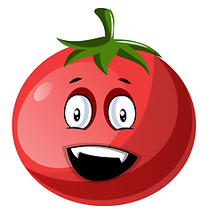 Image showing Red tomato that looks very happy illustration vector on white ba
